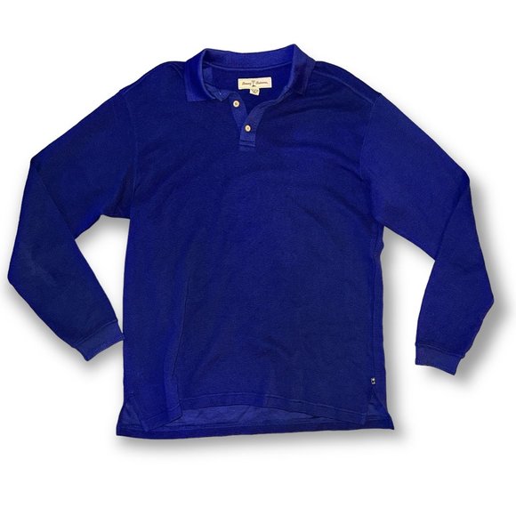 Tommy Bahama Other - Mens Tommy Bahama Blue Silk Blend Collared Polo Long Sleeve Shirt Size Medium